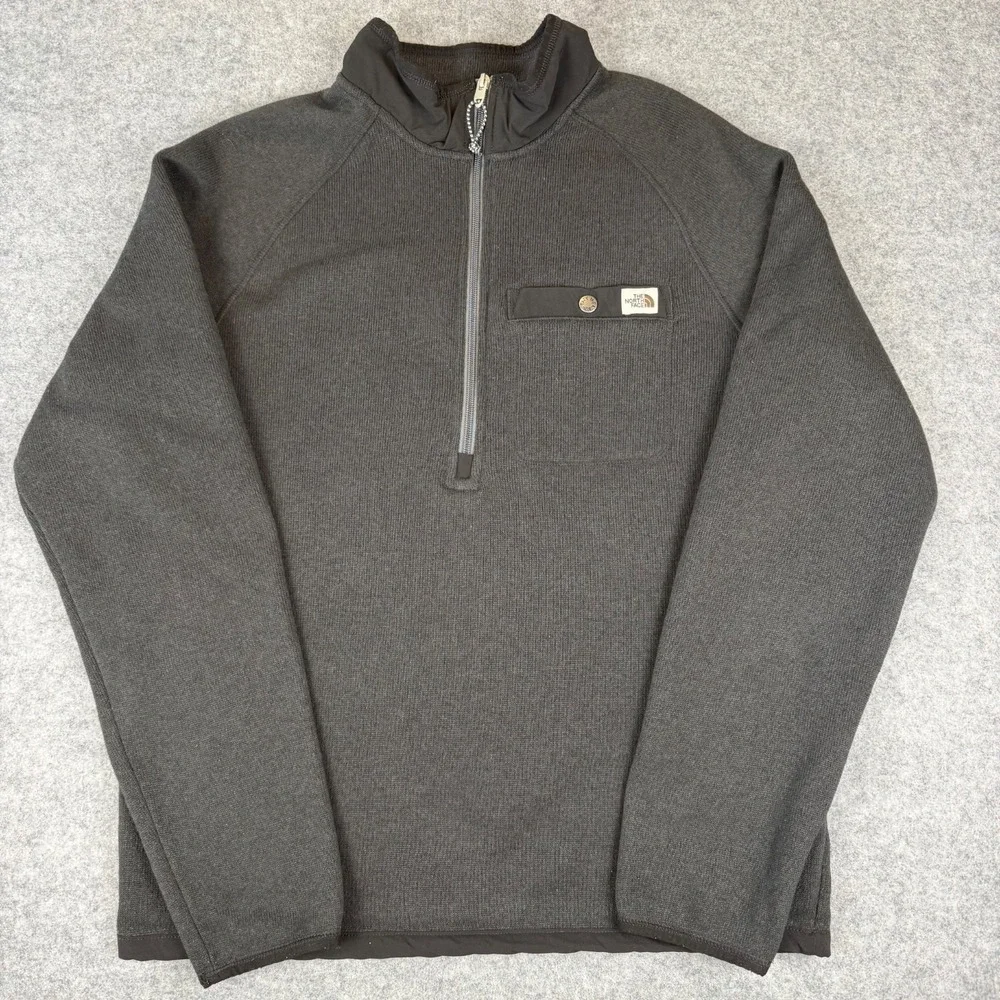 The North Face Gordon Lyons 1/4 Zip Fleece Jacket Men Large L Gray Pullover
